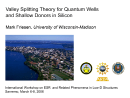 Mark Friesen "Valley Splitting Theory for Quantum - MDM-CNR