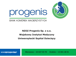 Bank Komórek Macierzystych Progenis sp. z o.o. Kraków, ul