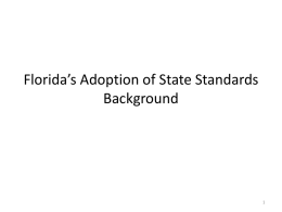 Florida`s Adoption of State Standards