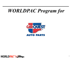 WORLDPAC Program Presentation