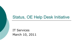 Presentation of OE Help Desk Initiative