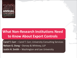 What Non-Research Institutions Need to Know About Export Controls