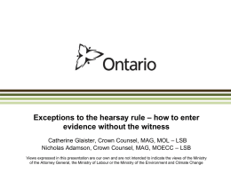 Business records - Prosecutors` Association of Ontario