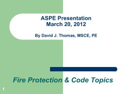 ASPE Presentation March 19, 2008 By David J. Thomas, MSCE, PE