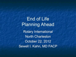 End of Life Planning ahead - South Carolina Medical Association