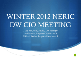 Winter 2012 NERIC DW CIO Meeting