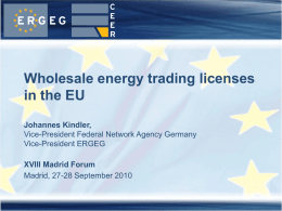 Wholesale energy trading licenses in the EU