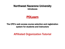 NNU`s PD Learn System - Northwest Nazarene University