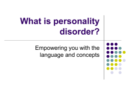 Assessment and Treatment of Personality Disorders (PD)