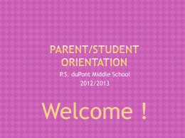 New Parent Orientation Meeting