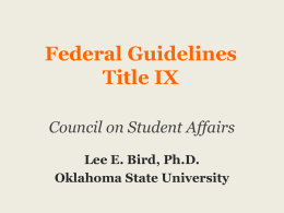 Federal Guidelines, Title IX - Oklahoma State Regents for Higher