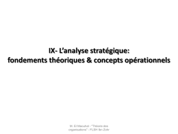 IX- L`analyse stratégique: fondements théoriques & concepts