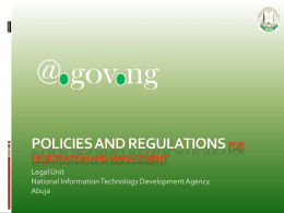 POLICIES AND REGULATIONS FOR Registration and