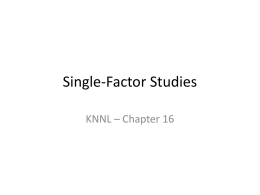 Single-Factor Studies