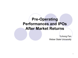 Pre-Operating Performances and IPOs After