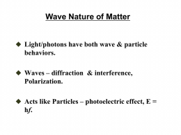 De Broglie wavelength or “matter waves”