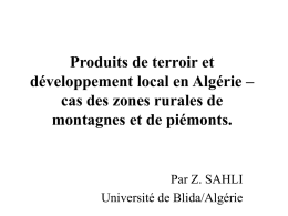 Produits de terroir et développement local en Algérie – cas des