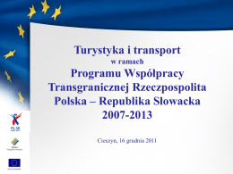 Turystyka i transport w ramach Programu Współpracy