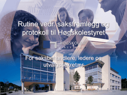 Rutine vedr. saksfremlegg og protokoll til Høgskolestyret