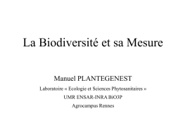 La biodiversité et sa mesure (M. Plantegenest)