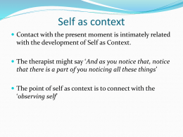 Lecture 5 &ndash; Self as context