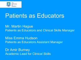 Patients as Educators - University of Sheffield