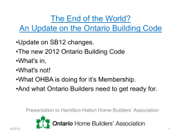 An Update on the Ontario Building Code