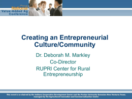 Creating an Entrepreneurial Culture/Community
