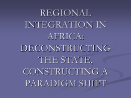 REGIONAL INTEGRATION IN AFRICA