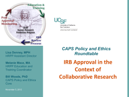 "IRB Approval in the Context of Collaborative Research" Presentation
