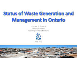 Status of Waste Generation and Management in Ontario by Jo