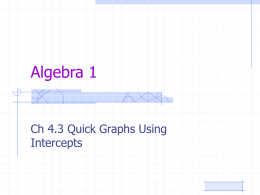Ch 4.3 Quick Graphs Using Intercepts