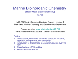 Trace Metal Biogeochemistry 12.755