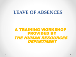 Leave of Absence Workshop - New Jersey City University