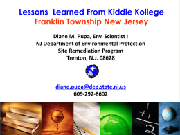 PowerPoint Slides from D. Pupa New Jersey DEP