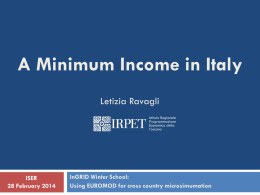 A Minimum Income in Italy Letizia Ravagli