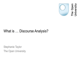 What is Discourse Analysis? - the NCRM EPrints Repository