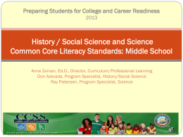 Applying the Four Focus Standards for History/Social Science Literacy