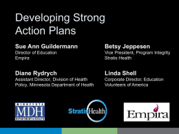 Developing Strong Action Plans - Minnesota Department of Health