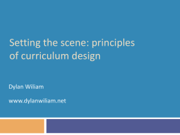 Principles of curriculum design