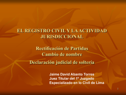 El registro de estado civil y la actividad jurisdiccional
