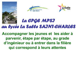 La CPGE MPSI - Ensemble Scolaire La Salle Saint