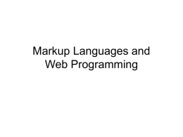 Web Programming and Markup Languages