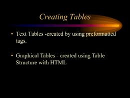 Creating Tables