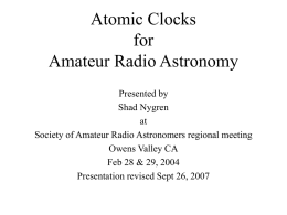 Atomic Clocks for Amateur Radio Astronomy