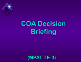 COA Decision Briefing