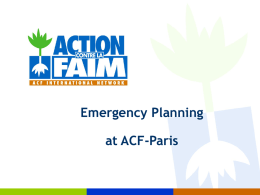 Emergency planning - Missions