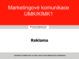 Reklama - Weby pedagogů FMK UTB ve Zlíně