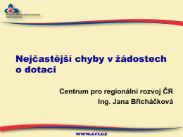 nejčastější chyby - Centrum pro regionální rozvoj ČR
