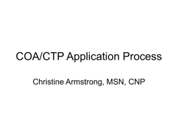 "COA / CTP Application Process" presented by Christine